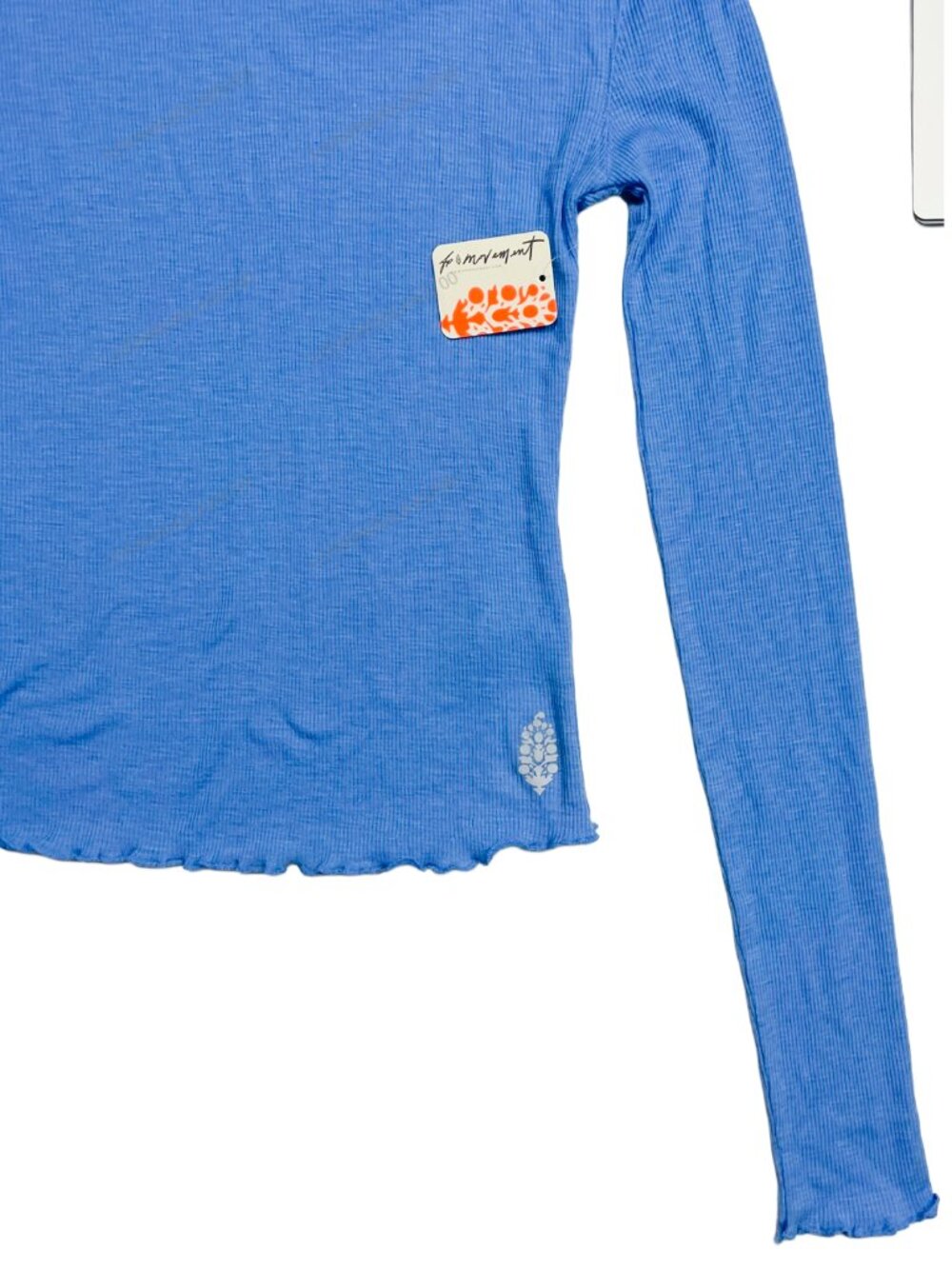 Free People FP Movement Breathe Easy Layer Ribbed Hooded Top Riviera Blue XS NWT - Picture 7 of 10